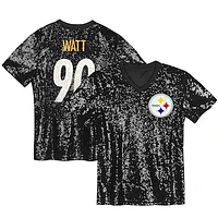 Women's T.J. Watt Black Pittsburgh Steelers Player Name & Number V-Neck Fashion Jersey