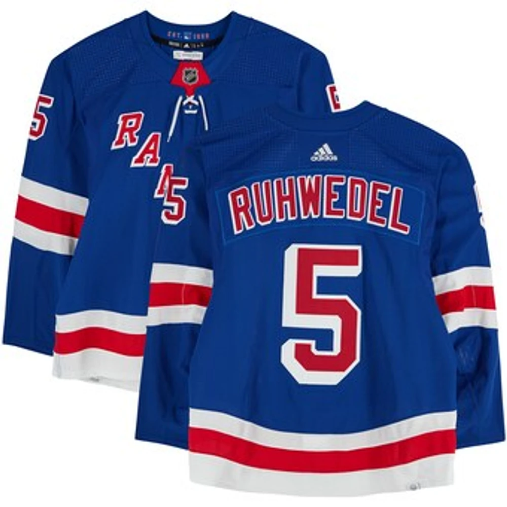 Chad Ruhwedel New York Rangers Game-Used #5 adidas Blue Set 3 Jersey from the 2023-24 NHL Season