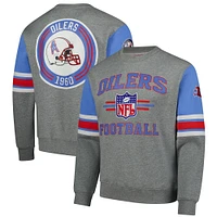 Men's Mitchell & Ness Heather Gray Houston Oilers All Over 4.0 Vintage Logo Pullover Sweatshirt