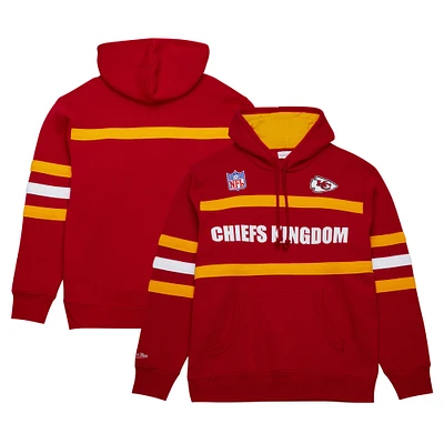 Men's  Red Kansas City Chiefs Vintage Logo Head Coach Fleece Pullover Hoodie