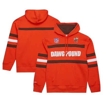 Men's  Orange Cleveland Browns Vintage Logo Head Coach Fleece Pullover Hoodie