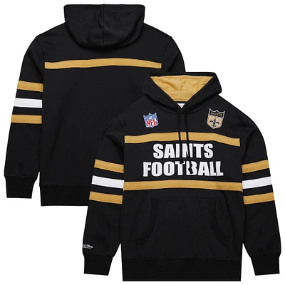 Men's  Black New Orleans Saints Vintage Logo Head Coach Fleece Pullover Hoodie