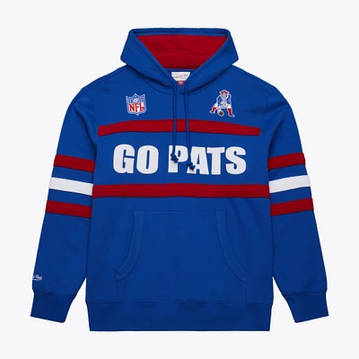 Men's  Royal New England Patriots Vintage Logo Head Coach Fleece Pullover Hoodie