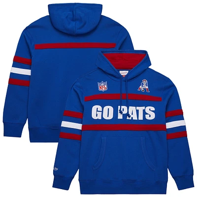 Men's  Royal New England Patriots Vintage Logo Head Coach Fleece Pullover Hoodie