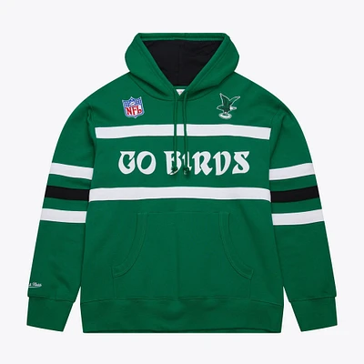 Men's  Kelly Green Philadelphia Eagles Vintage Logo Head Coach Fleece Pullover Hoodie