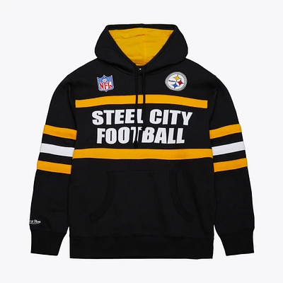 Men's  Black Pittsburgh Steelers Vintage Logo Head Coach Fleece Pullover Hoodie