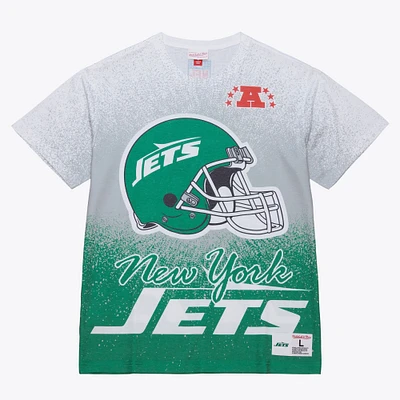 Men's Mitchell & Ness  White New York Jets Team Burst Vintage Logo T-Shirt