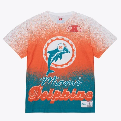 Men's Mitchell & Ness  White Miami Dolphins Team Burst Vintage Logo T-Shirt