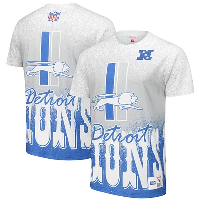 Men's Mitchell & Ness  White Detroit Lions Team Burst Vintage Logo T-Shirt