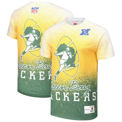 Men's Mitchell & Ness  White Green Bay Packers Team Burst Vintage Logo T-Shirt