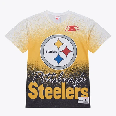 Men's Mitchell & Ness  White Pittsburgh Steelers Team Burst Vintage Logo T-Shirt