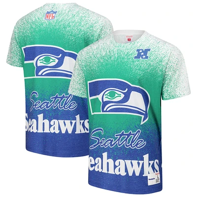 Men's Mitchell & Ness  White Seattle Seahawks Team Burst Vintage Logo T-Shirt