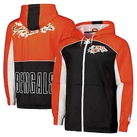 Men's Mitchell & Ness Black Cincinnati Bengals Big Shot Premium Full-Zip Windbreaker