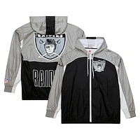 Men's Mitchell & Ness White Oakland Raiders Big Shot Premium Full-Zip Windbreaker