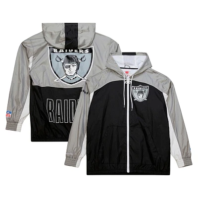 Men's Mitchell & Ness White Oakland Raiders Big Shot Premium Full-Zip Windbreaker