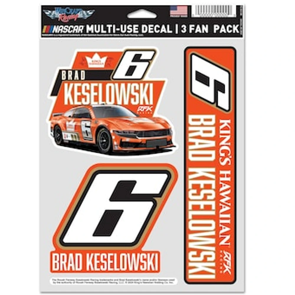 WinCraft Brad Keselowski 3-Pack Multi-Use Decal Set