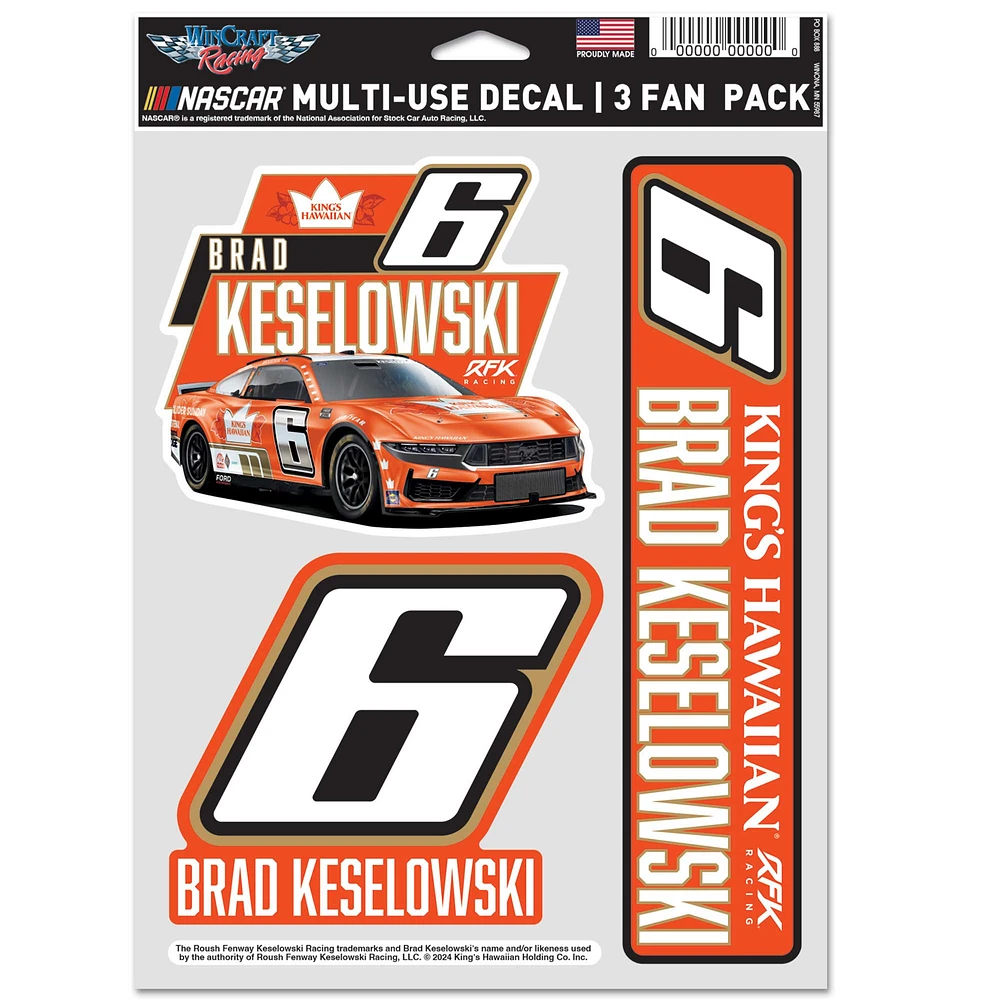 WinCraft Brad Keselowski 3-Pack Multi-Use Decal Set