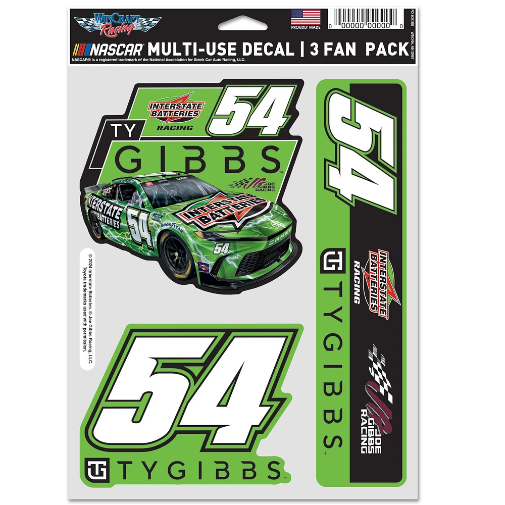 WinCraft Ty Gibbs 3-Pack Multi-Use Decal Set