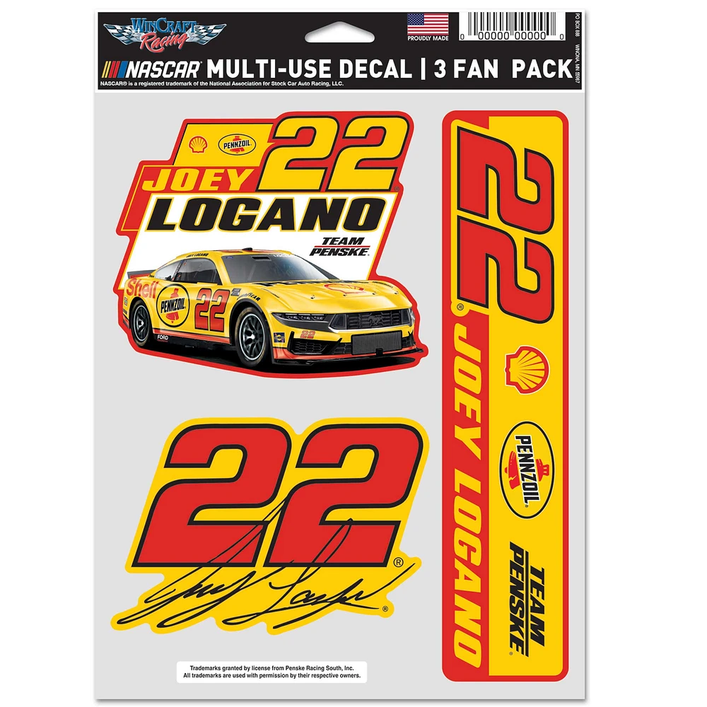 WinCraft Joey Logano 3-Pack Multi-Use Decal Set