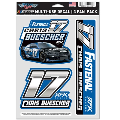 WinCraft Chris Buescher 3-Pack Multi-Use Decal Set