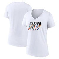 Women's White New Orleans Saints Love Wins V-Neck T-Shirt