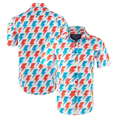 Men's Section 119 White David Bowie Red and Blue Bolt Button-Down Shirt