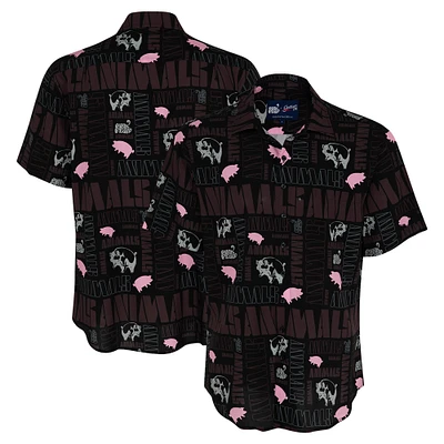 Men's Black Pink Floyd Pigs & Animals Button-Down Shirt