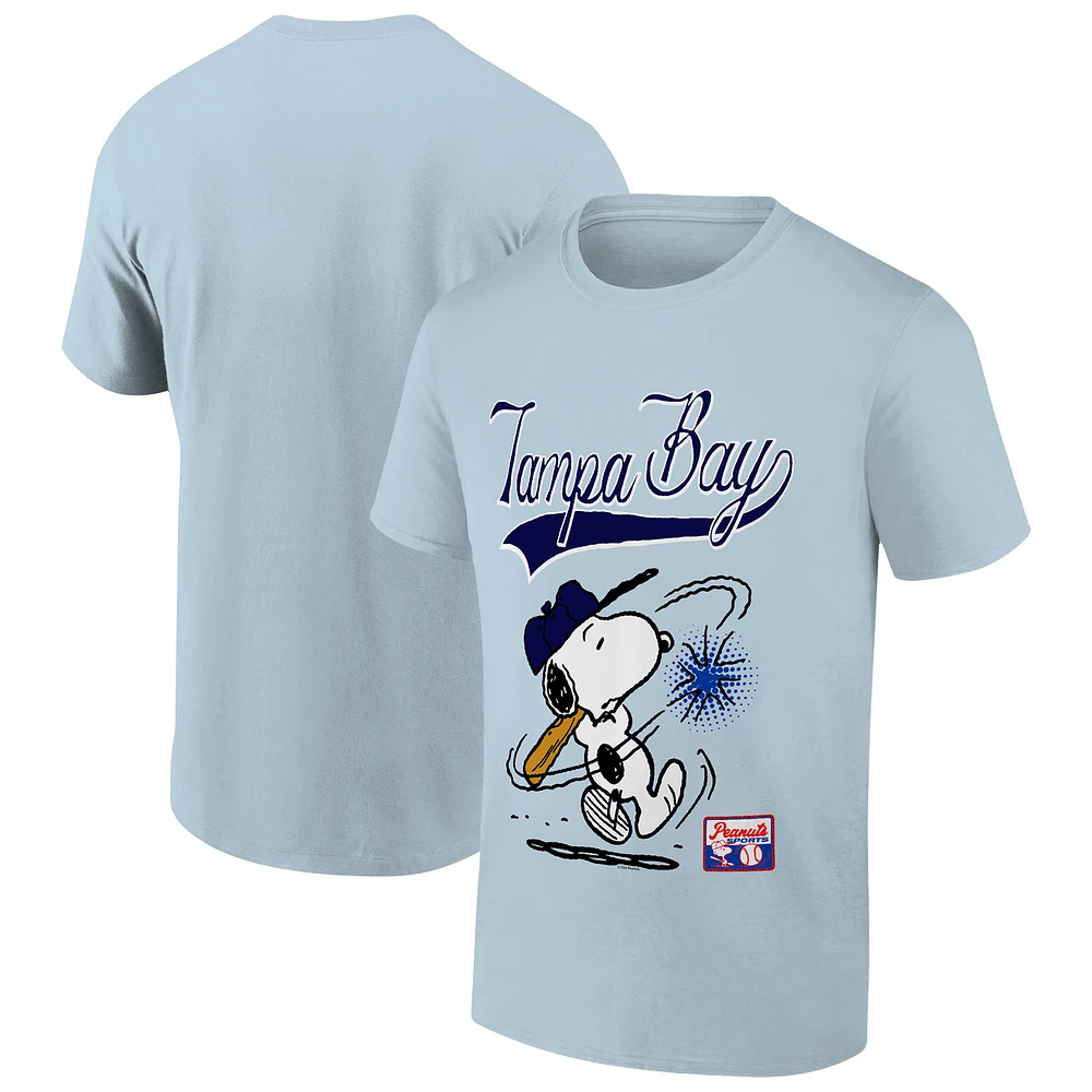 Men's Ripple Junction Snoopy Light Blue Peanuts Tampa Bay Baseball Graphic T-Shirt