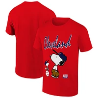 Men's Ripple Junction Snoopy Red Peanuts Cleveland Baseball Graphic T-Shirt