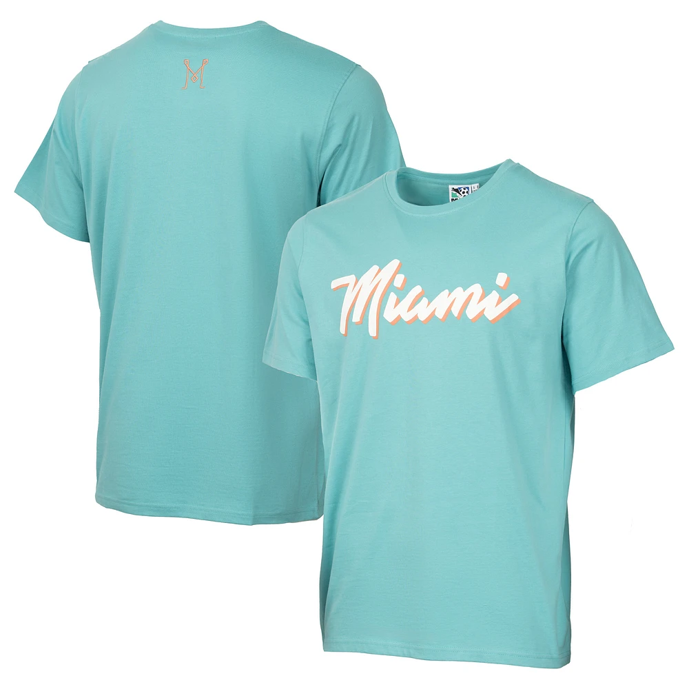 Men's Teal Inter Miami CF  Vice Script Heavy Relaxed T-Shirt