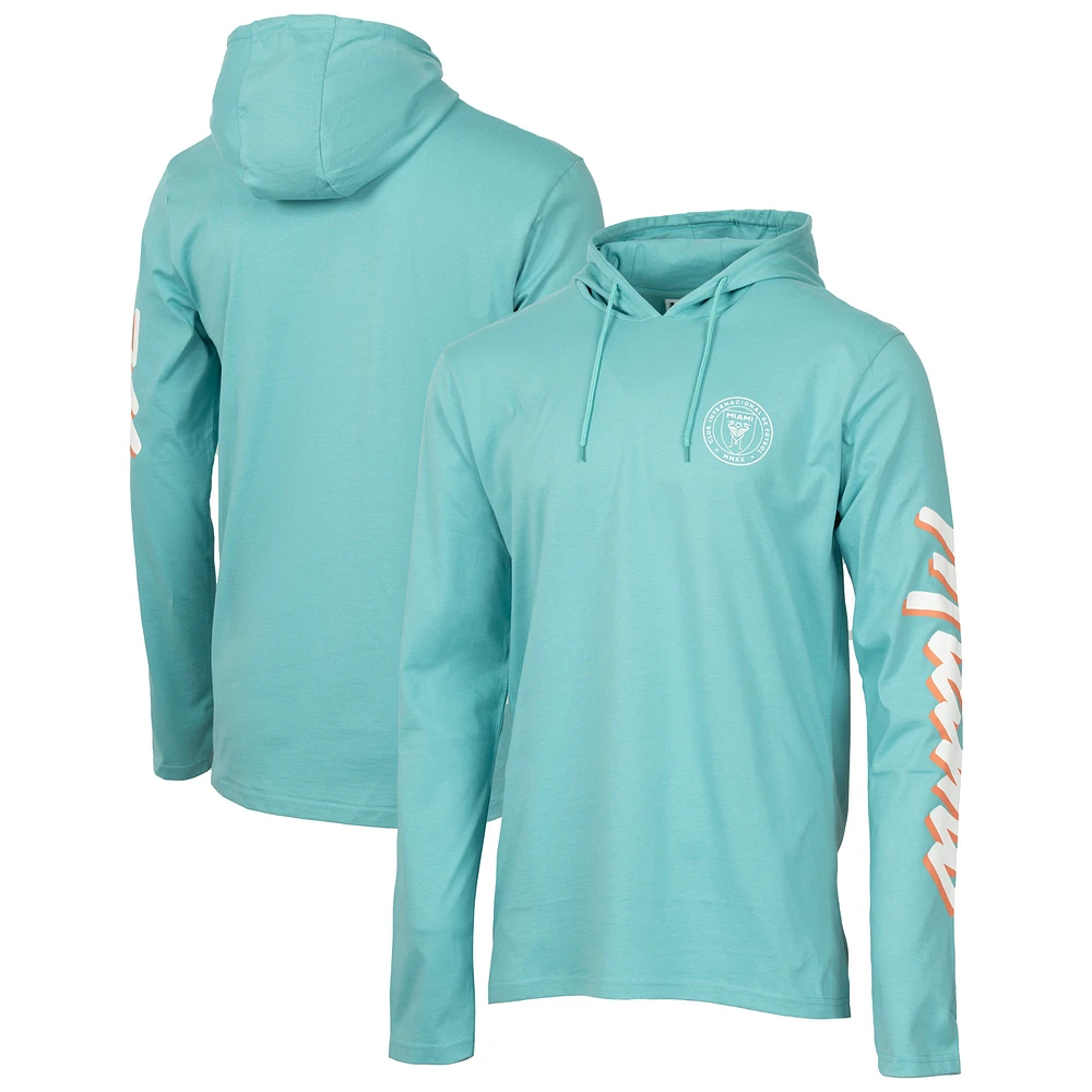 Men's Teal Inter Miami CF  Vice Script Relaxed Long Sleeve Hoodie T-Shirt