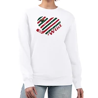 Women's G-III 4Her by Carl Banks  White Minnesota Wild Heart Graphic Pullover Sweatshirt