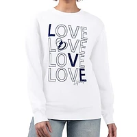 Women's G-III 4Her by Carl Banks  White Tampa Bay Lightning Lots Of Love Team Logo Graphic Pullover Sweatshirt