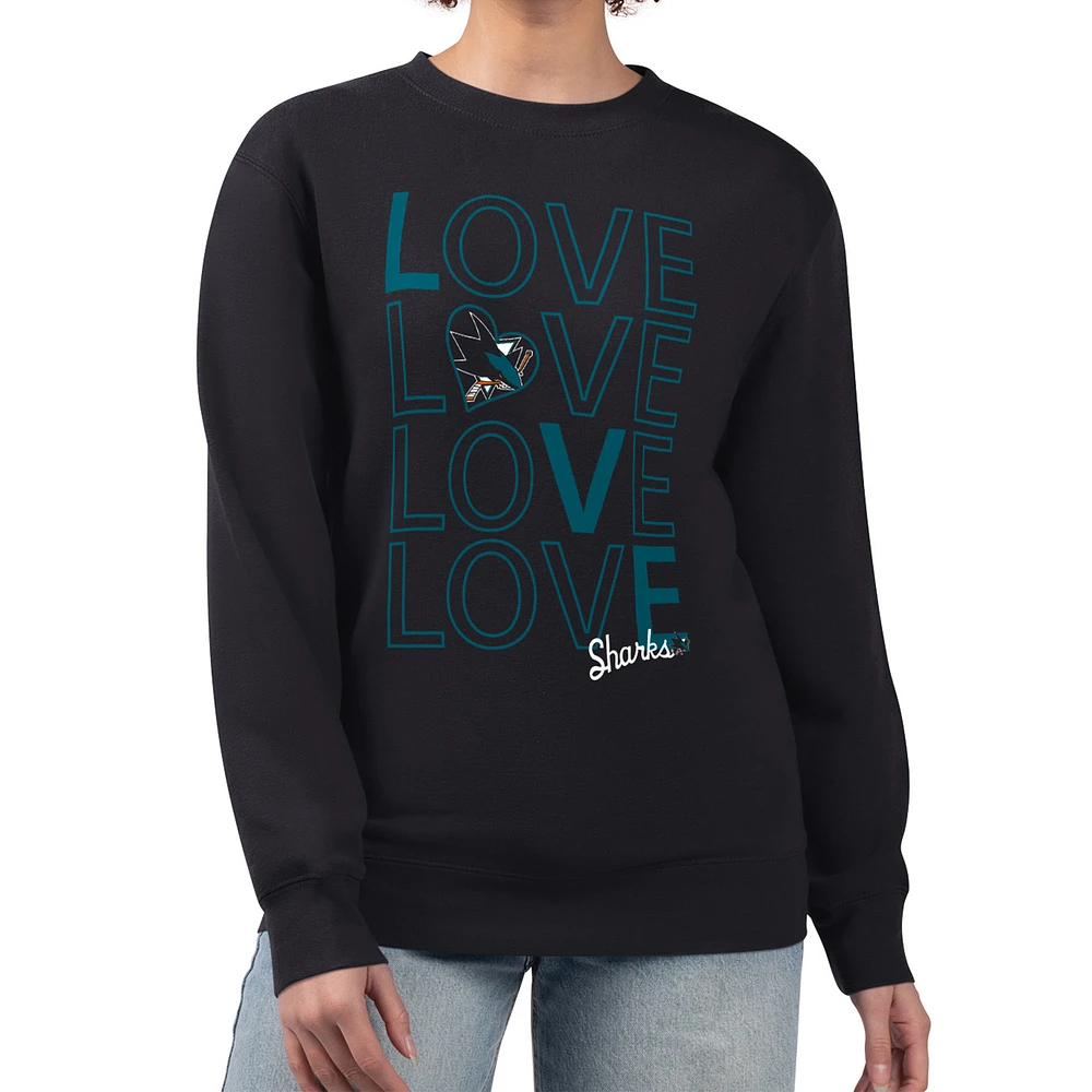 Women's G-III 4Her by Carl Banks San Jose Sharks Lots Of Love Team Logo Graphic Pullover Sweatshirt