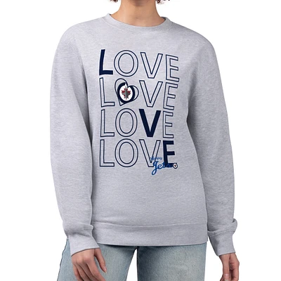 Women's G-III 4Her by Carl Banks  Heather Gray Winnipeg Jets Lots Of Love Team Logo Graphic Pullover Sweatshirt