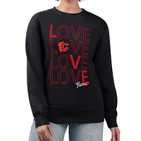 Women's G-III 4Her by Carl Banks  Black Calgary Flames Lots Of Love Team Logo Graphic Pullover Sweatshirt
