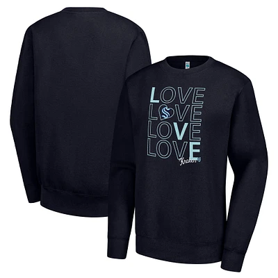 Women's G-III 4Her by Carl Banks  Deep Sea Blue Seattle Kraken Lots Of Love Team Logo Graphic Pullover Sweatshirt