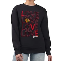 Women's G-III 4Her by Carl Banks  Black Chicago Blackhawks Lots Of Love Team Logo Graphic Pullover Sweatshirt