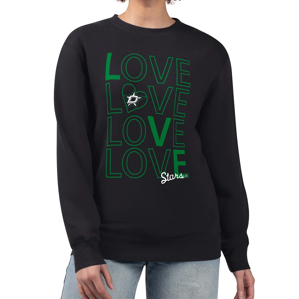 Women's G-III 4Her by Carl Banks Black Dallas Stars Lots Of Love Team Logo Graphic Pullover Sweatshirt