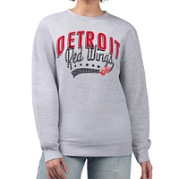 Women's G-III 4Her by Carl Banks  Heather Gray Detroit Red Wings Filigree Team Graphic Fleece Pullover Sweatshirt