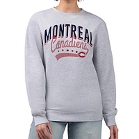 Women's G-III 4Her by Carl Banks  Heather Gray Montreal Canadiens Filigree Team Graphic Fleece Pullover Sweatshirt