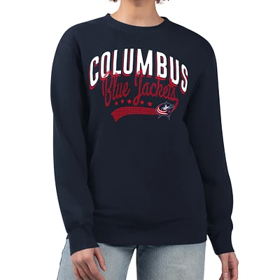 Women's G-III 4Her by Carl Banks  Navy Columbus Blue Jackets Filigree Team Graphic Fleece Pullover Sweatshirt