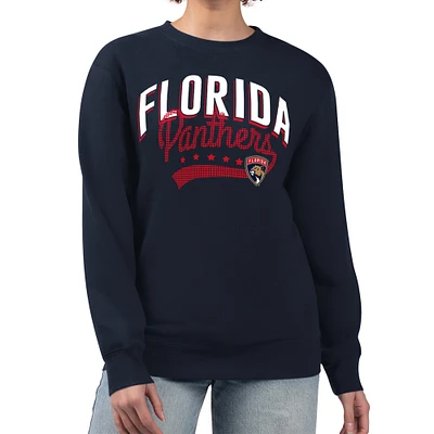 Women's G-III 4Her by Carl Banks  Navy Florida Panthers Filigree Team Graphic Fleece Pullover Sweatshirt