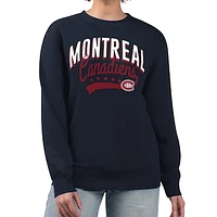 Women's G-III 4Her by Carl Banks  Navy Montreal Canadiens Filigree Team Graphic Fleece Pullover Sweatshirt