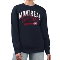 Women's G-III 4Her by Carl Banks  Navy Montreal Canadiens Filigree Team Graphic Fleece Pullover Sweatshirt