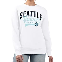 Women's G-III 4Her by Carl Banks  White Seattle Kraken Filigree Team Graphic Fleece Pullover Sweatshirt