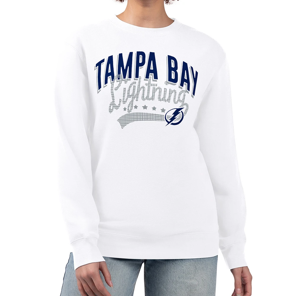 Women's G-III 4Her by Carl Banks  White Tampa Bay Lightning Filigree Team Graphic Fleece Pullover Sweatshirt