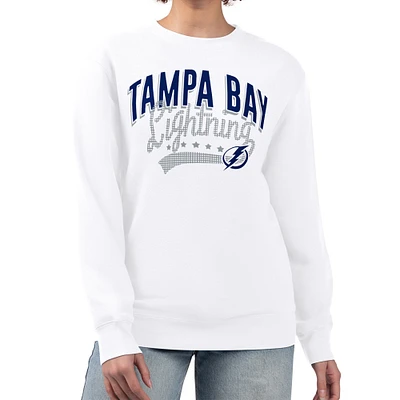 Women's G-III 4Her by Carl Banks  White Tampa Bay Lightning Filigree Team Graphic Fleece Pullover Sweatshirt