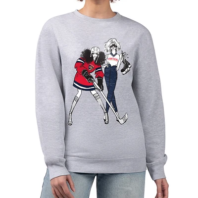 Women's G-III 4Her by Carl Banks  Heather Gray Florida Panthers Hockey Girls Team Graphic Fleece Pullover Sweatshirt