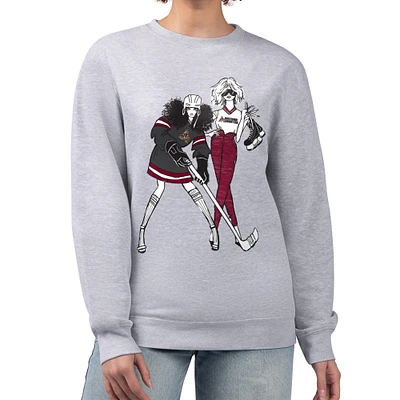 Women's G-III 4Her by Carl Banks  Heather Gray Arizona Coyotes Hockey Girls Team Graphic Fleece Pullover Sweatshirt